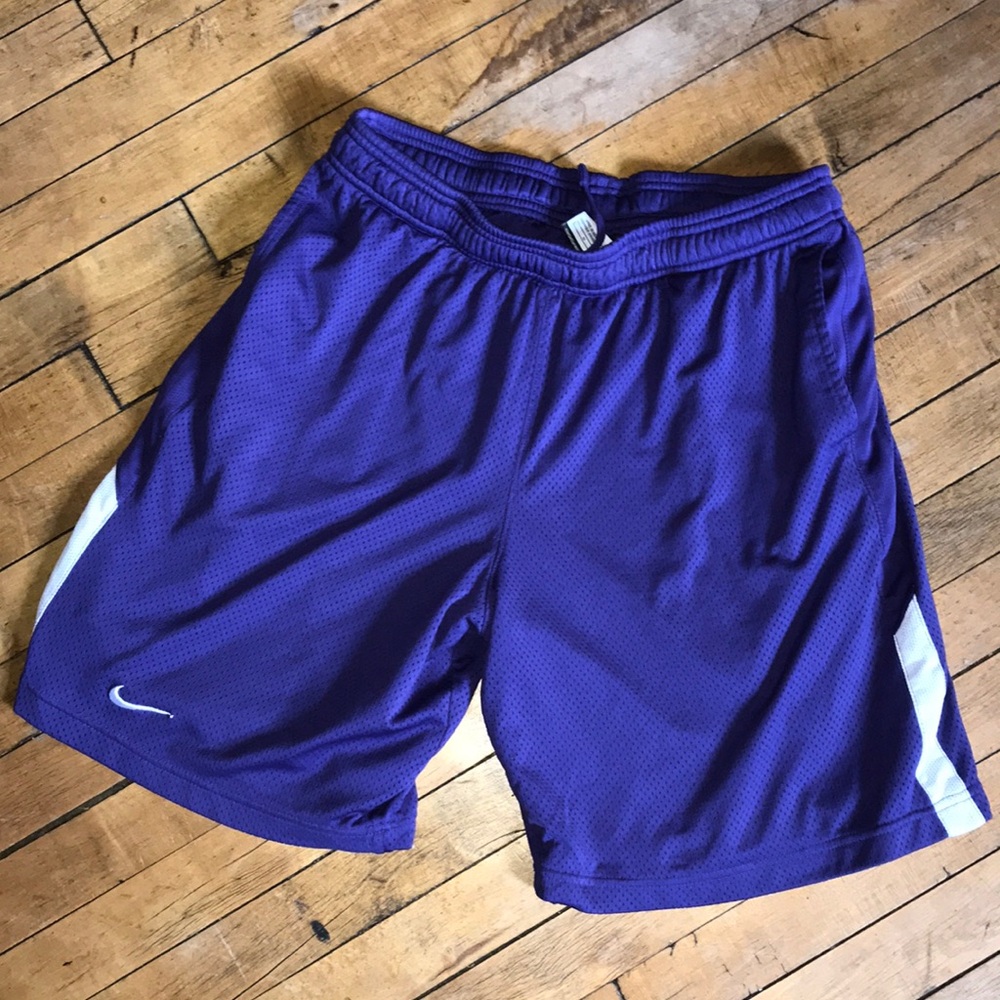 Nike Purple Athletic Mesh Shorts with White Accents
